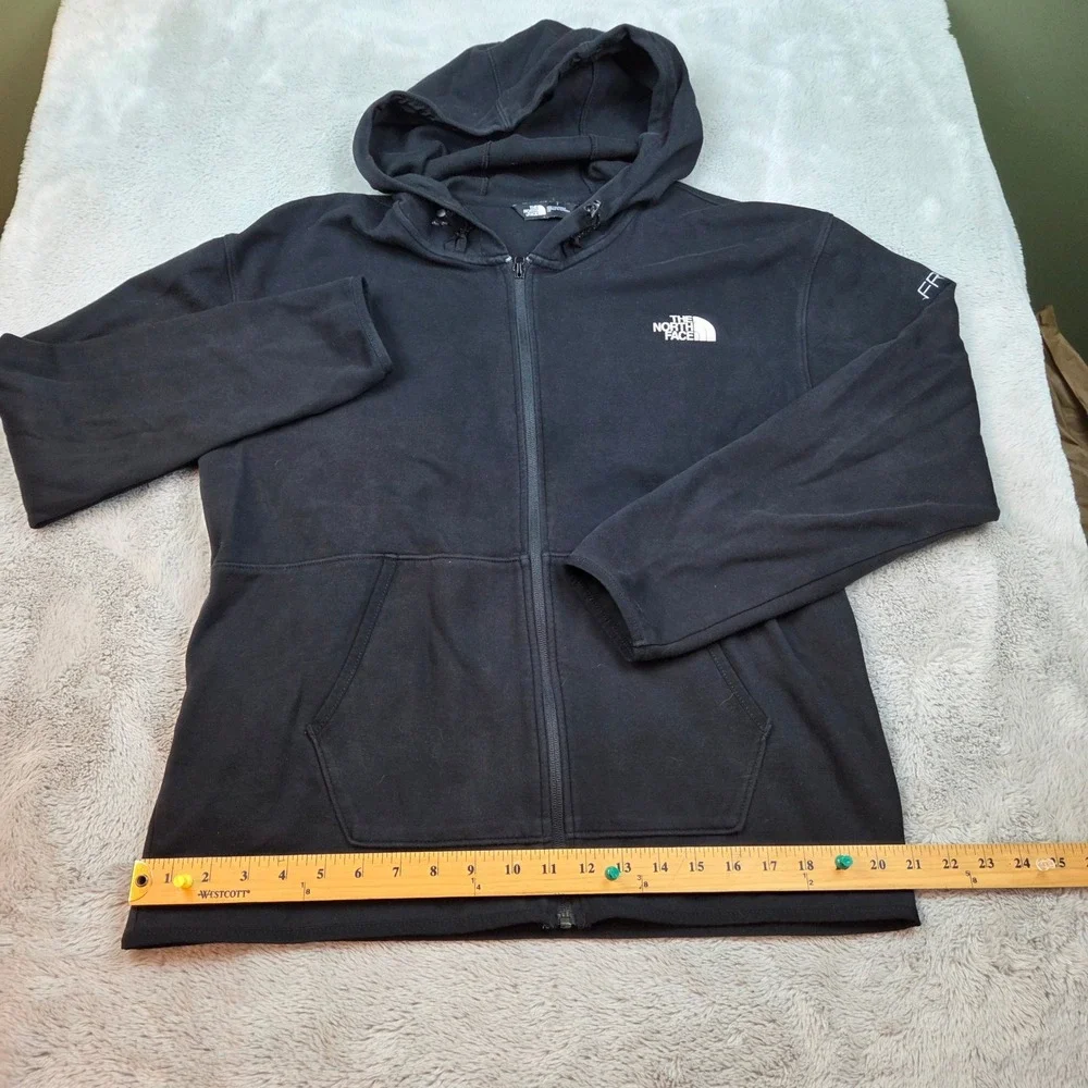 The North Face Full Zip Hoodie Mens L Athletic Logo Drawstring Pockets Black